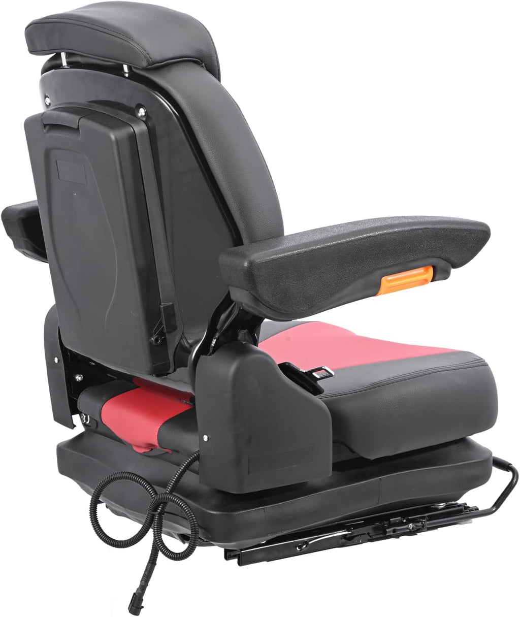 Universal Lawn Mover Seat, Zero Turn Mower Suspension Seat,Highback Low Suspension Forklift Seat with Adjustable Headrest,Adjustable Armrests Shock Absorber Heavy Duty Seat