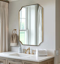 ANDY STAR 20'x30' Brushed Gold Scalloped Mirror, Bathroom Mirror for Over Sink, Antique Champagne Bronze Mirror in Rustproof Stainless Steel Thin Frame, Compact Size Ideal for Small Bathroom Remodel