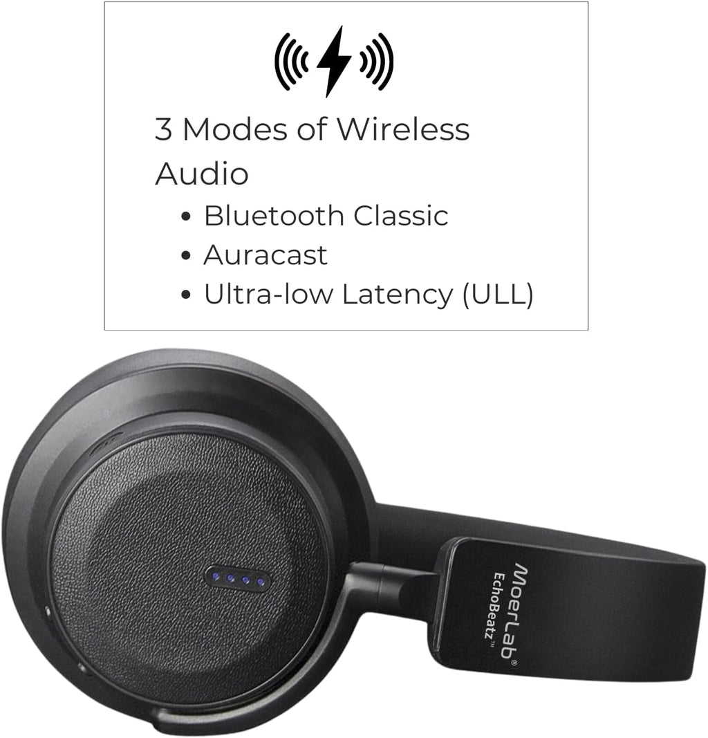 EchoBeatz Wireless Headphones with Auracast, Over-Ear Noise Cancelling, Bluetooth ANC Headphones, Wireless Over-Ear for Travel & Work, Ultra Low Latency