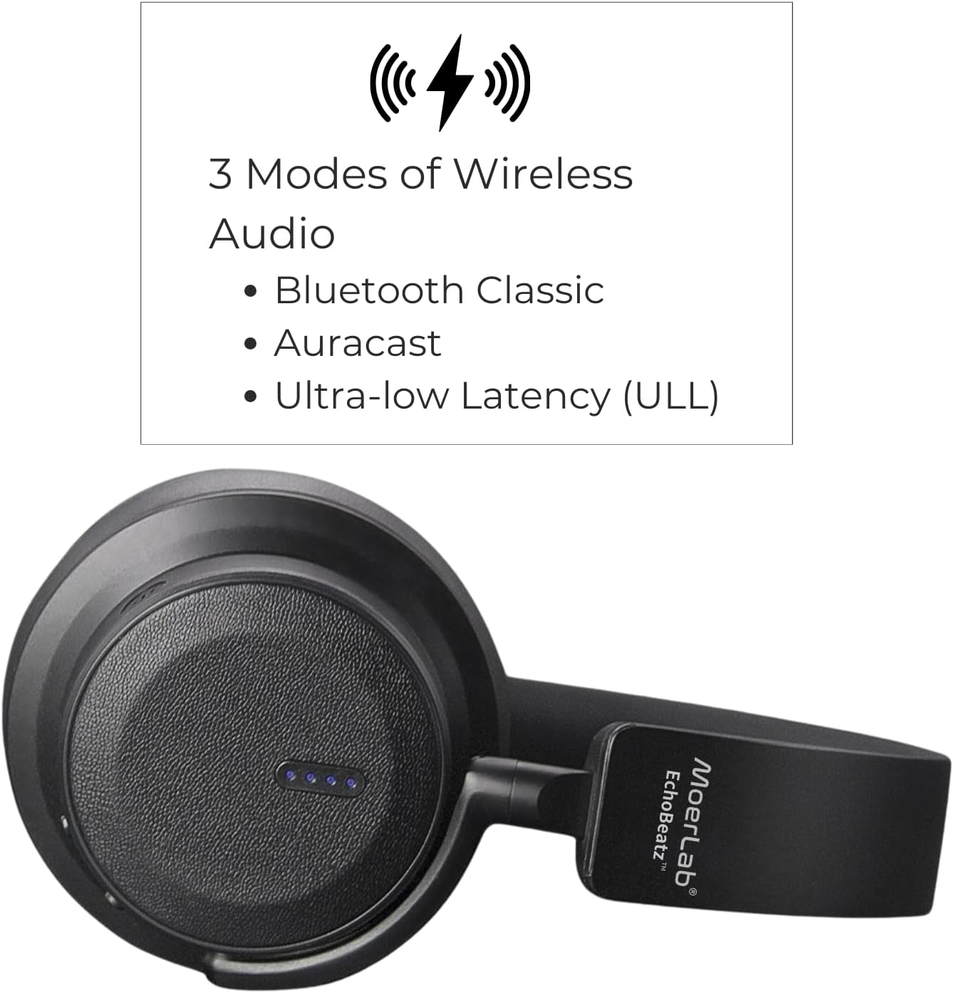EchoBeatz Wireless Headphones with Auracast, Over-Ear Noise Cancelling, Bluetooth ANC Headphones, Wireless Over-Ear for Travel & Work, Ultra Low Latency