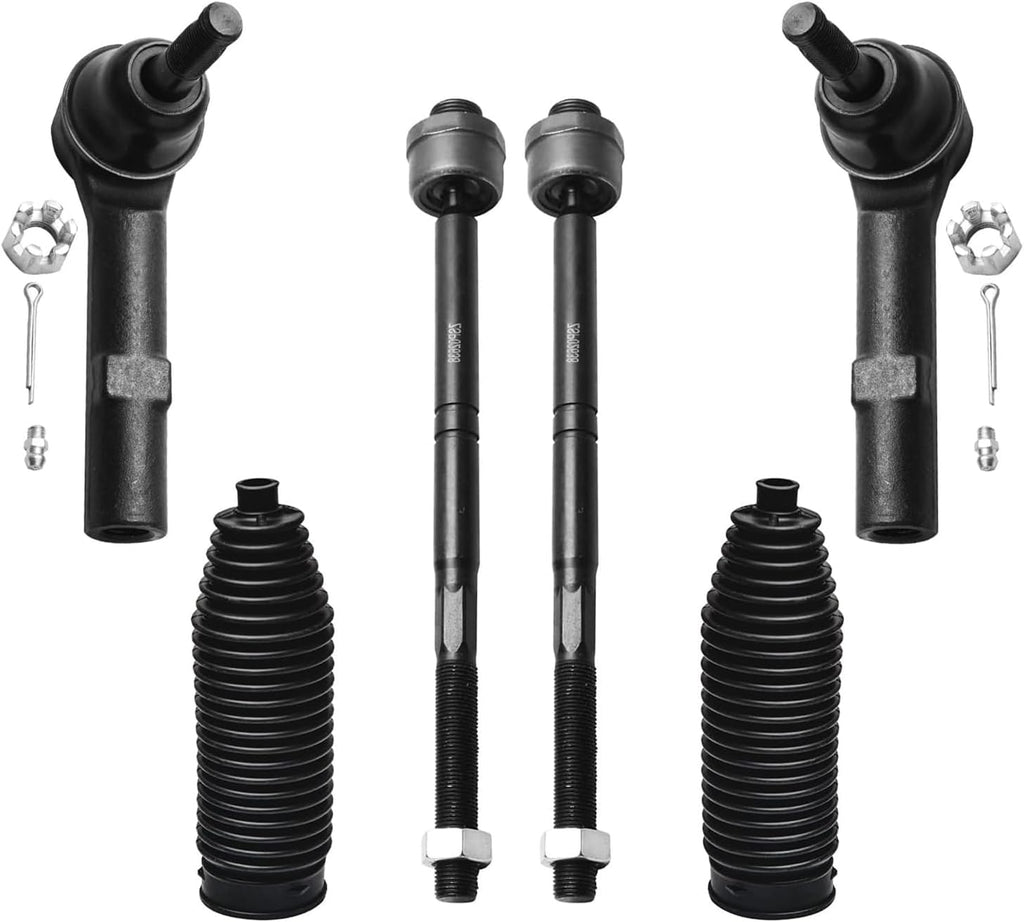 Detroit Axle - Front Brake Kit for Suburban Silverado Sierra 1500 GMC Yukon Chevy Tahoe, Tie Rods Boots Sway Bars Lower Ball Joints Front and Rear Disc Brake Rotors Ceramic Brake Pads Replacement