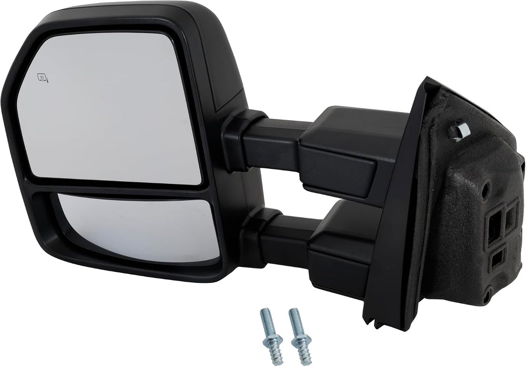 Kool Vue Driver Side Power Heated Towing Mirror for Ford F-250 F-350 Super Duty 2017-2022 Manual Fold With Signal Light; Without Blind Spot Monitor, Memory & Puddle Lamp Textured