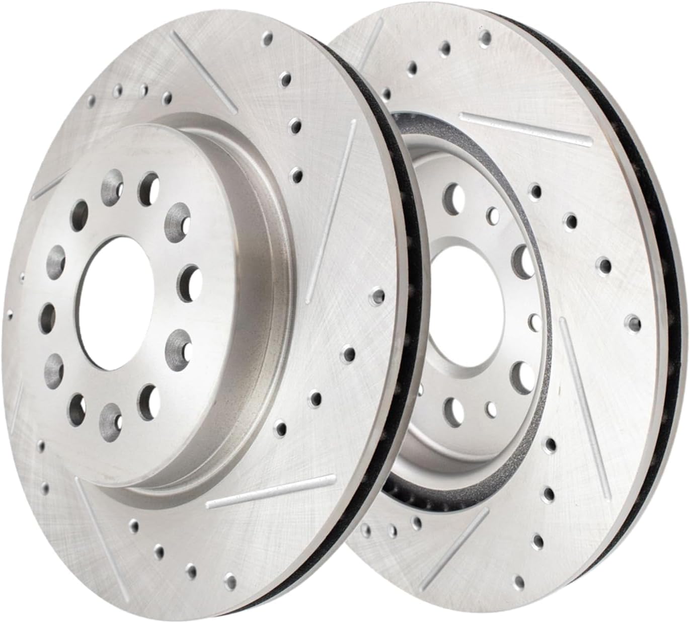 Detroit Axle - Brake Kit for 2018-2020 Buick Enclave 2017-2020 Cadillac XT5, 2020 XT6, Drilled and Slotted Disc Brakes Rotors Ceramic Brake Pads Replacement: 13.58 inch Front & 12.40 inch Rear Rotors