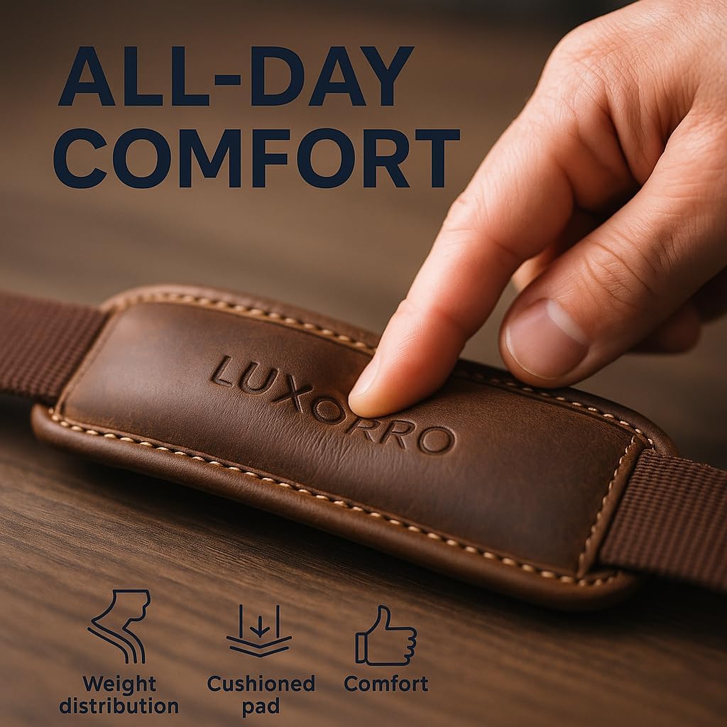 Luxorro Professional Leather Briefcase for Men with YKK Zippers – TSA-Friendly, Fits 17' Laptop, Handcrafted Full-Grain Leather, Ideal Executive Gift (Dark Brown)