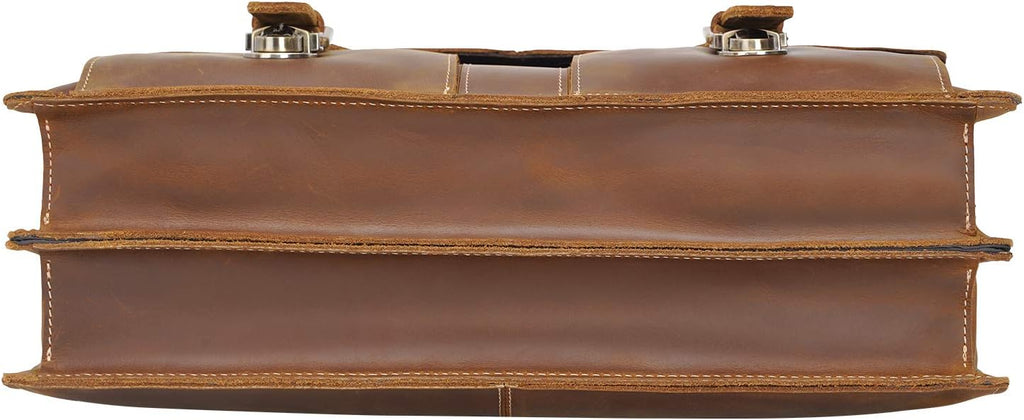 Polare 16' Full Grain Leather Messenger Bag Laptop Briefcase Bag Professional Work Bag For Men with YKK Zippers