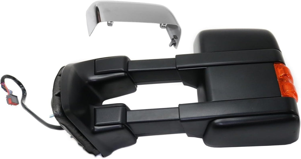 Kool Vue Driver & Passenger Side Power Heated Towing Mirrors for Ford F-250 F-350 Super Duty F-450 Super Duty F-550 Super Duty 2010 Power Fold With Signal Light & Memory Auto Extend with 2 Caps