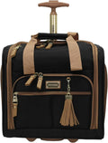 steve madden Designer 15 Inch Carry on Suitcase- Small Weekender Overnight Business Travel Luggage- Lightweight 2- Rolling Spinner Wheels Under Seat Bag for Women (Harlo Black)