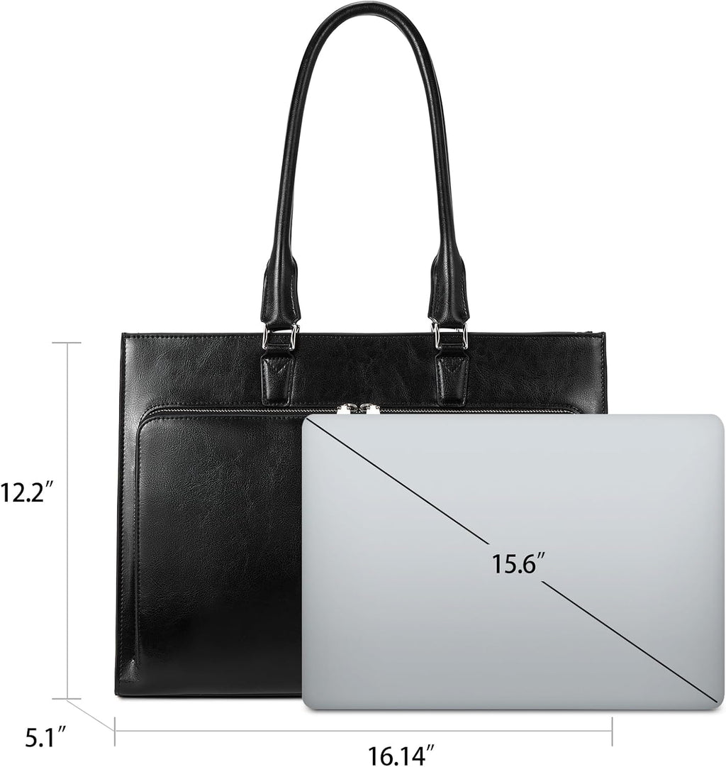 BOSTANTEN Leather Briefcase for Women Vintage 15.6 inch Laptop Bag for Women Business Tote Shoulder Handbag