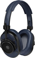 Master & Dynamic MH40 Over-Ear Headphones with Wire - Noise Isolating with Mic Recording Studio Headphones with Superior Sound, Black Metal/Navy Leather (MH40B4)