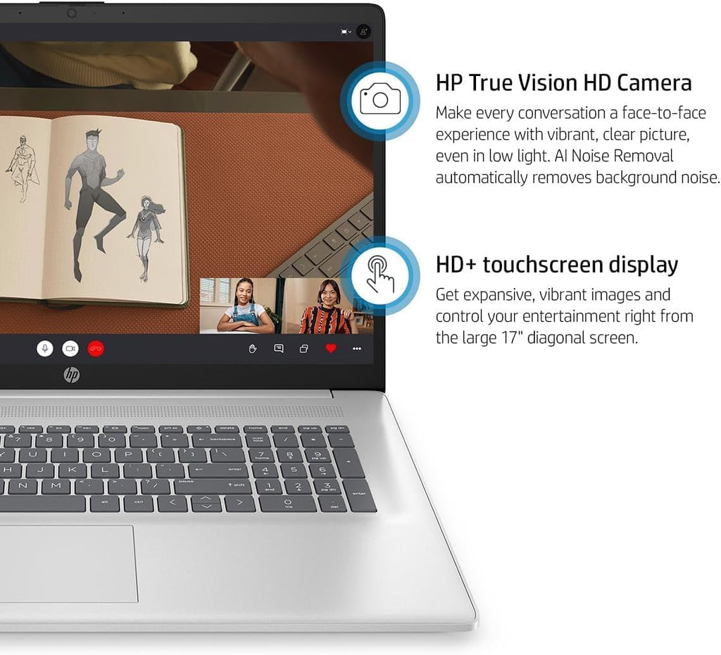 HP 17.3' Touchscreen Business Laptop, Office Pro Lifetime, AMD Ryzen 5 7530U(Up to 4.5GHz, Beat i7-1165G7), 17.3 HD+ Anti-Glare Touchscreen Display, 32 GB RAM, 1 TB SSD, Wi-Fi 6, Windows 11 Pro