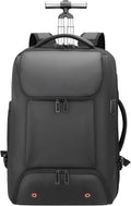 Carry On Backpack,17.3' Travel Backpack with Shoe Compartment,50L Wheeled Backpack Carry On Luggage,Laptop Compartment & USB Charging Port & TSA Approved Lock for Business,Black