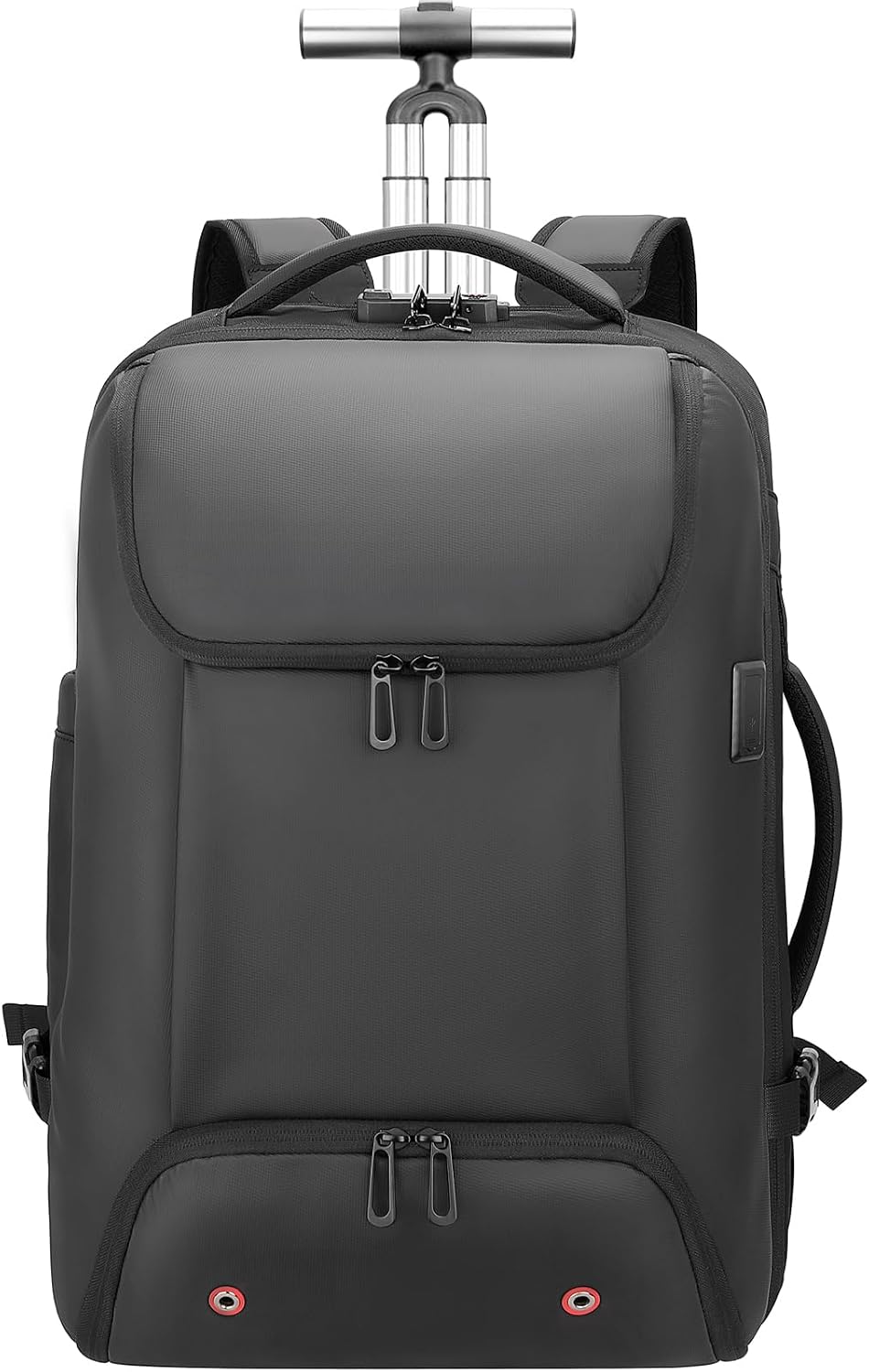 Carry On Backpack,17.3' Travel Backpack with Shoe Compartment,50L Wheeled Backpack Carry On Luggage,Laptop Compartment & USB Charging Port & TSA Approved Lock for Business,Black