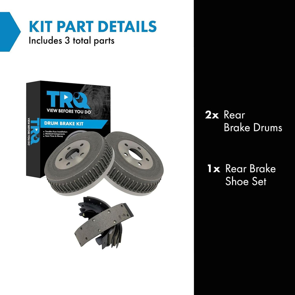 TRQ Rear Brake Shoe Pad & Rotor Kit Set Pair for 95-03 Windstar