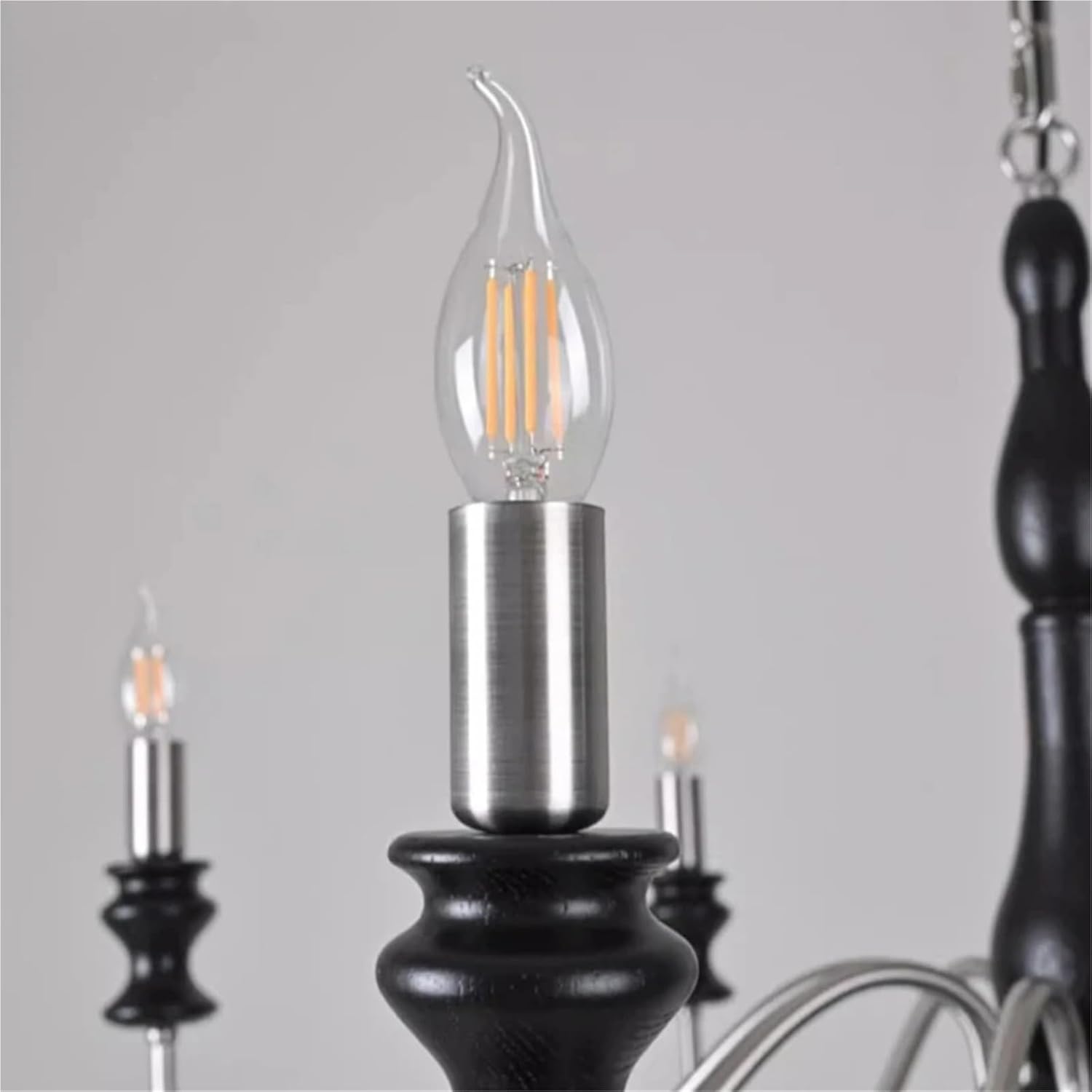 Retro Style E14 Bulb Chandelier Gold Silver Black Metal Dark Wood for Parlor Restaurant Bedroom Lighting,Dining Light Fixtures