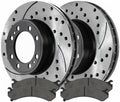 Front Left and Right Side Drilled Slotted Ceramic Kit Replacement Brake Rotors and Pads for Chevy for Silverado 3500/2500HD Classic Scdpr6507465074784