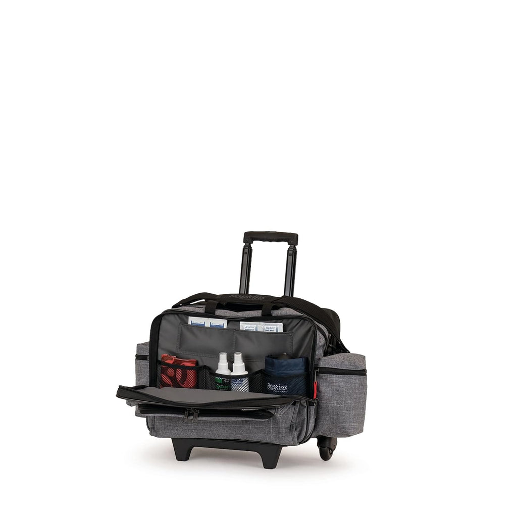 Hopkins Medical Products Antimicrobial Rolling Medical Bag: Waterproof, Lockable File Pocket, Wide Wheel Base - Perfect for Busy Healthcare Pros, 36.5' Handle