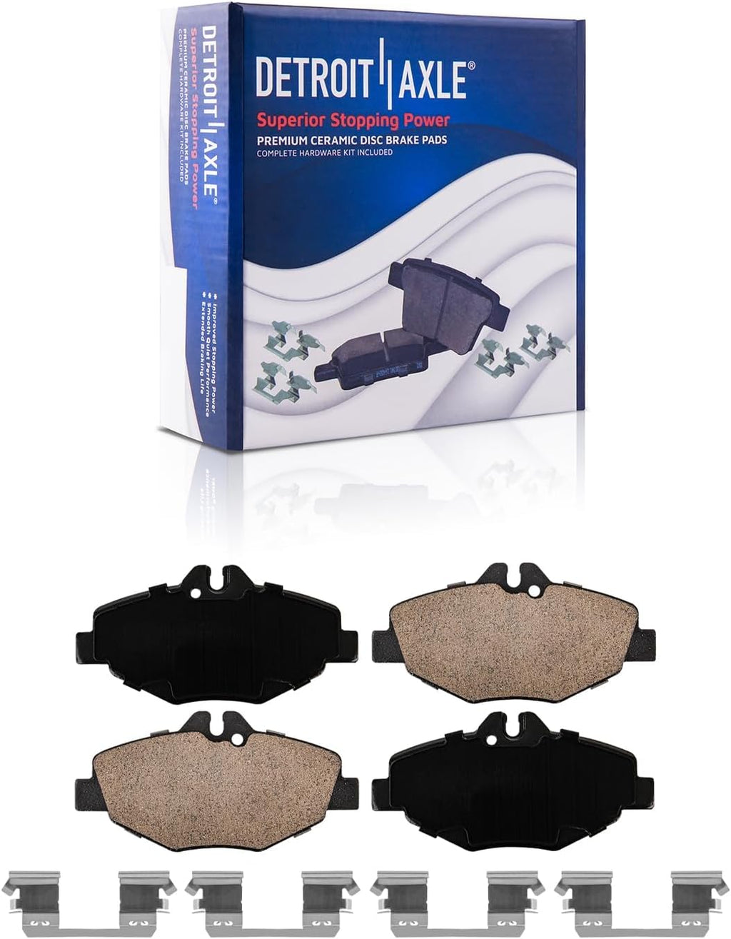 Detroit Axle - Brake Kit for 03-09 Mercedes-Benz E320, 11.61' inch Front and 11.81' inch Rear Drilled and Slotted Disc Brake Rotors Ceramic Brakes Pads 2003 2004 2005 2006 2007 2008 2009 Replacement