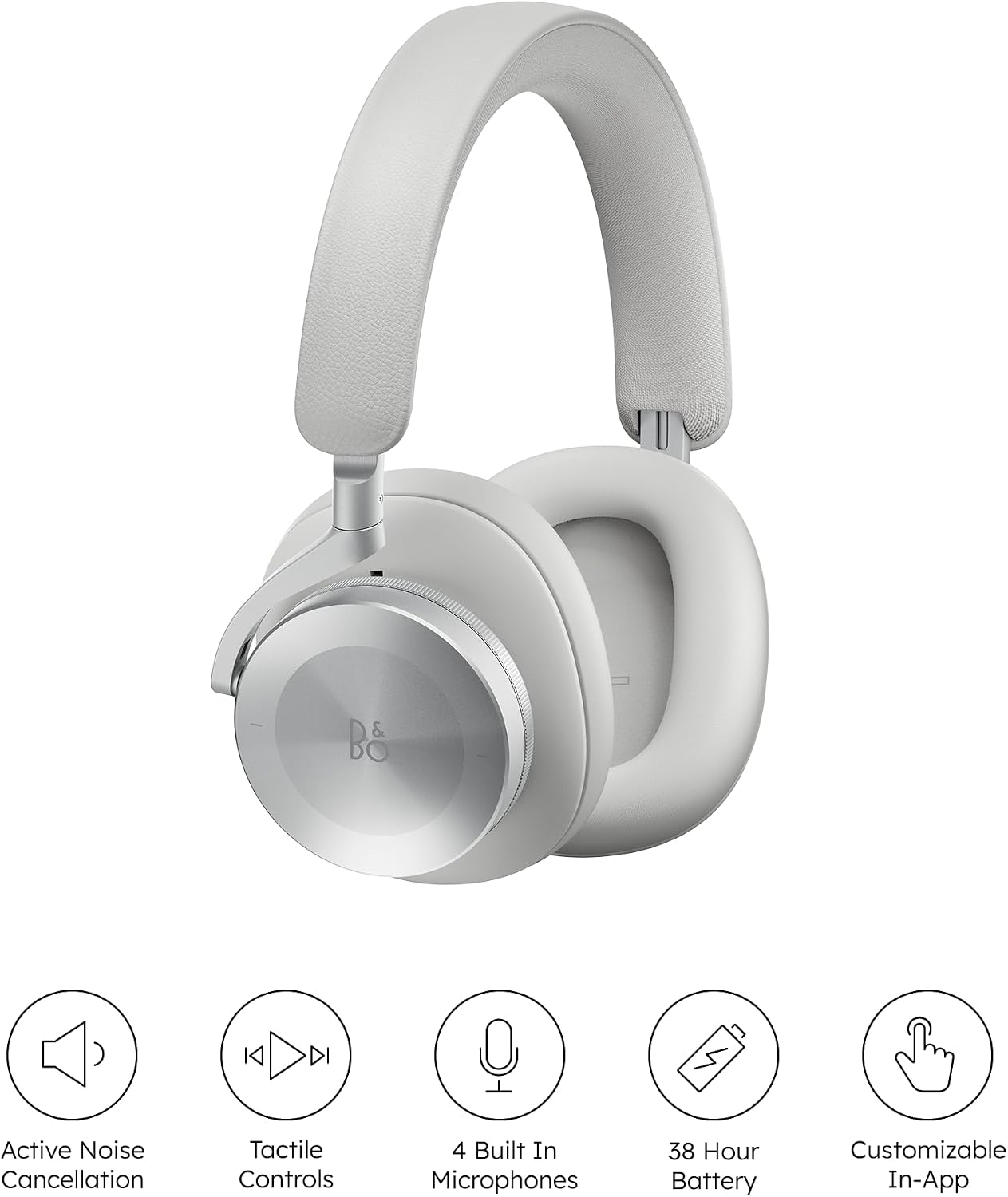 Bang & Olufsen Beoplay H95 Premium Comfortable Wireless Active Noise Cancelling (ANC) Over-Ear Headphones with Protective Carrying Case, Grey Mist