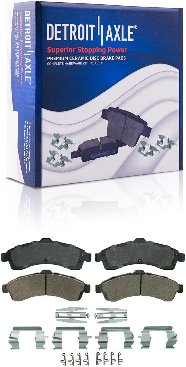 Detroit Axle - 325mm Front & Rear Disc Rotors Brake Pads + 24pc Lug Nuts w/keys Replacement for Rainier SSR Ascender Envoy 9-7X - 36pc Set