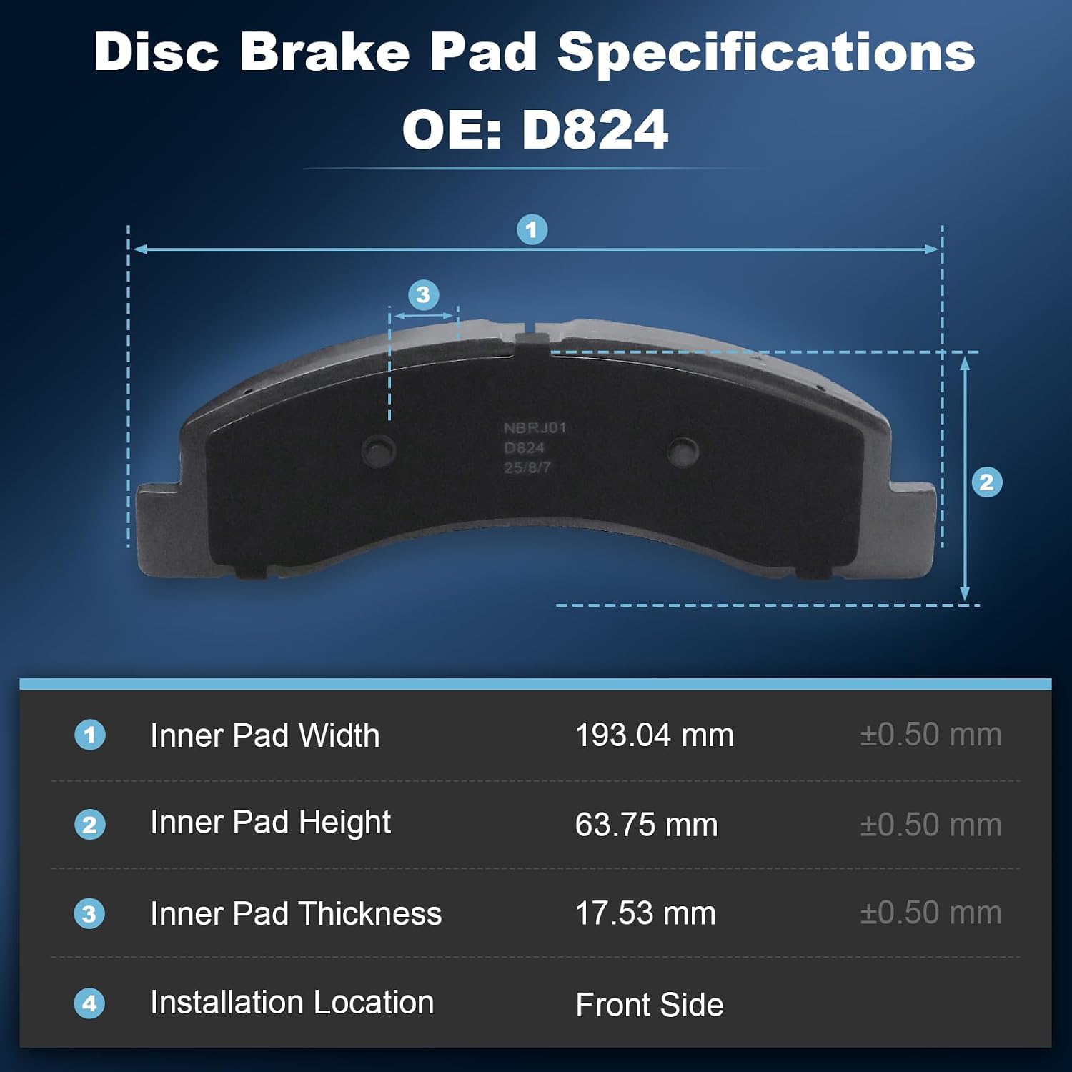 Front Drilled and Slotted Disc Brake Rotors & Ceramic Brake Pads Kit Fit for Ford 2000-2005 Excursion, 1999-2004 F-250, 1999-2004 F-350 4WD #54078 D824