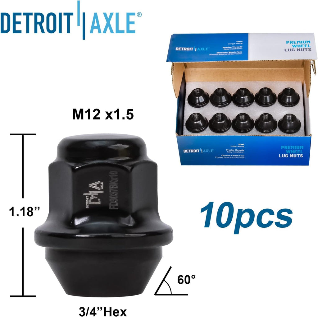 Detroit Axle - 300mm Front Disc Rotors & Ceramic Brake Pads w/10pc Wheel Lug Nuts Replacement for Lincoln MKZ Ford Fusion - 14pc Set