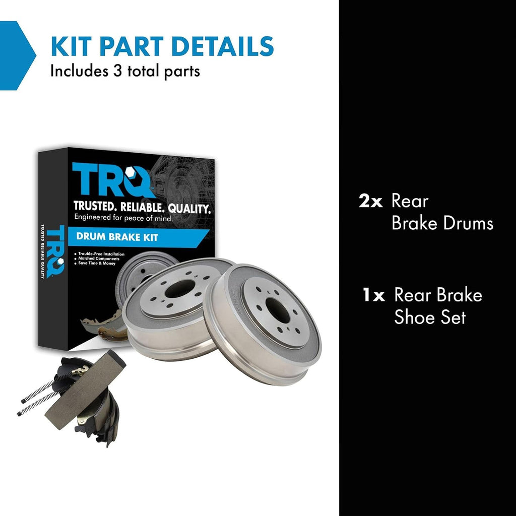 TRQ Rear Brake Drum and Shoe Kit for Chevrolet GMC | for 2005-2008 Chevrolet Silverado 1500 2007 Chevrolet Silverado 1500 Classic 2005-2008 GMC Sierra 1500 +1 more
