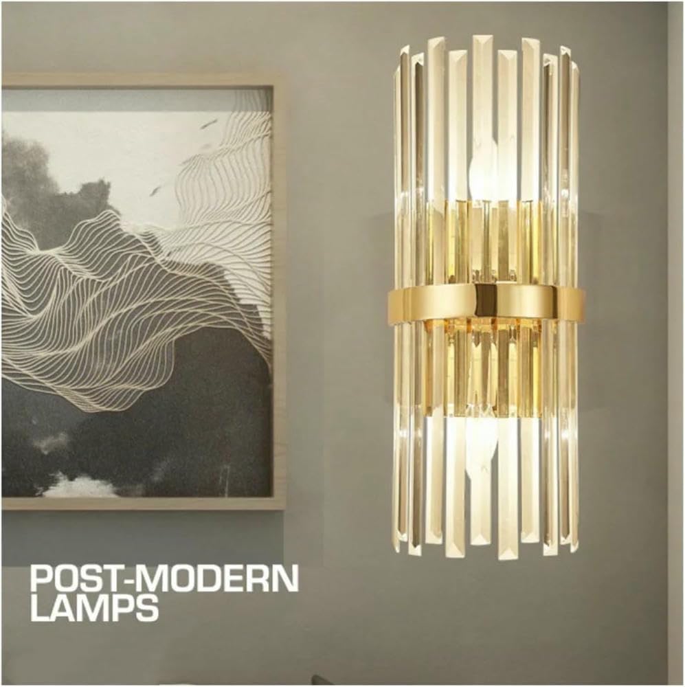 Wall Lamp Crystal Wall Lamp Luxurious Gold Silver for Living Room Bedroom Decor Luminaire Bedside Light Bathroom Fixtures(Gold)
