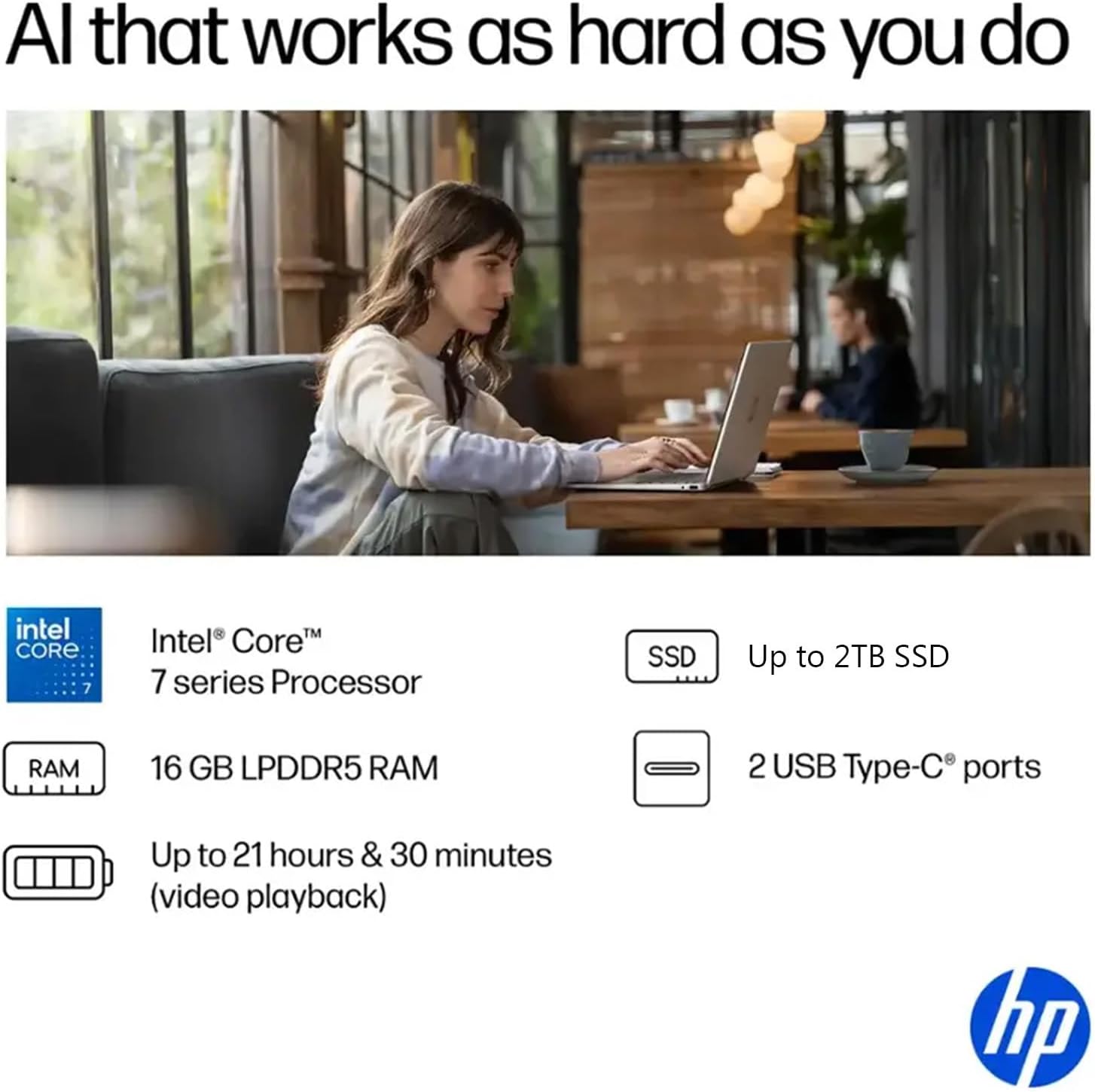 HP OmniBook 5 Flip 2-in-1 Business Laptop - 14' 2K Touchscreen Laptop - Intel Core 7-16GB LPDDR5 RAM - 1TB SSD - 5MP IR Camera | Wi-Fi 6E | Microsoft Copilot | Windows 11 Pro - Glacier Silver
