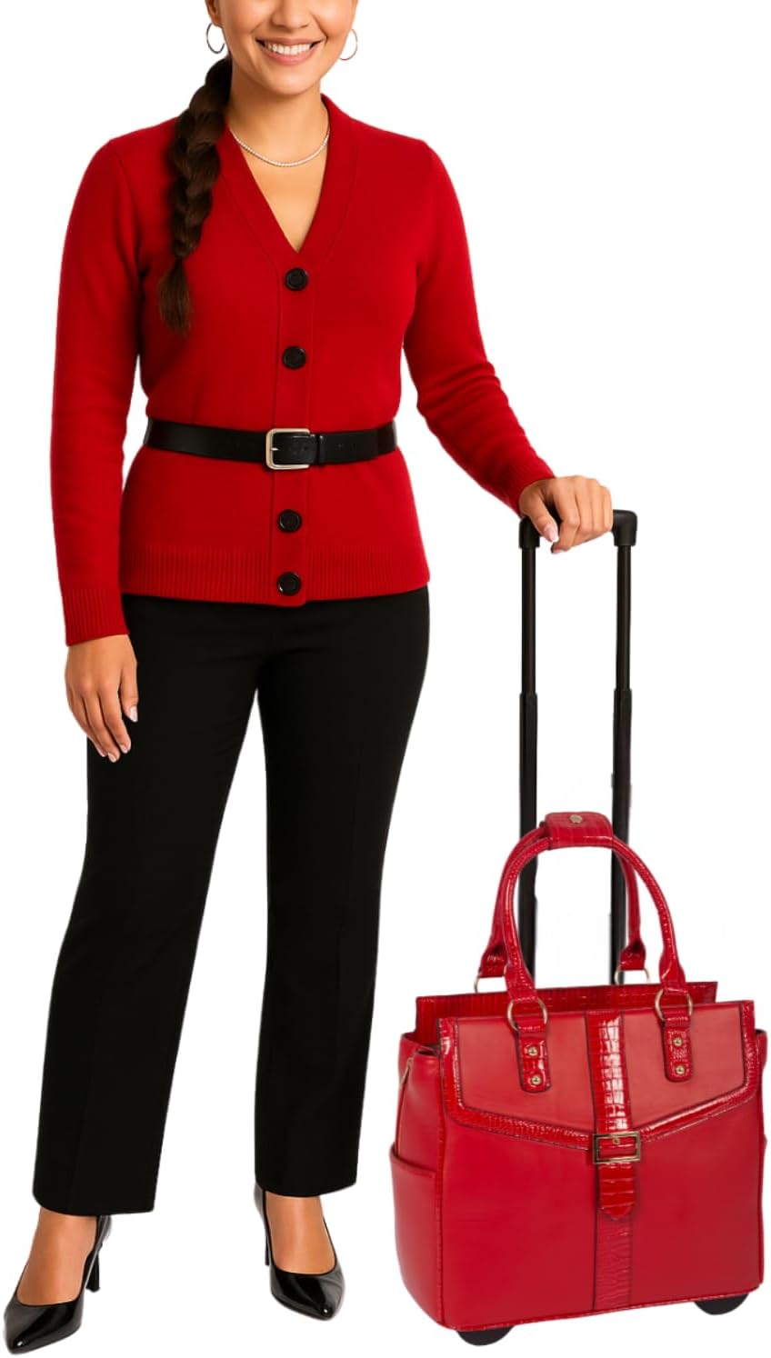 JKM and Company Alligator Compatible With Computer iPad, Laptop Tablet Rolling Tote Bag Briefcase Carryall Bag | Compatible With, Computer, iPad, Laptop, Tablet, Rolling
