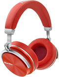 Wireless Bluetooth Headphones Active Noise Cancelling Wireless Stereo Foldable Headphones Soft Memory-Protein Earmuffs Deep Bass with Mic for PC/Cell Phones/TV,Red