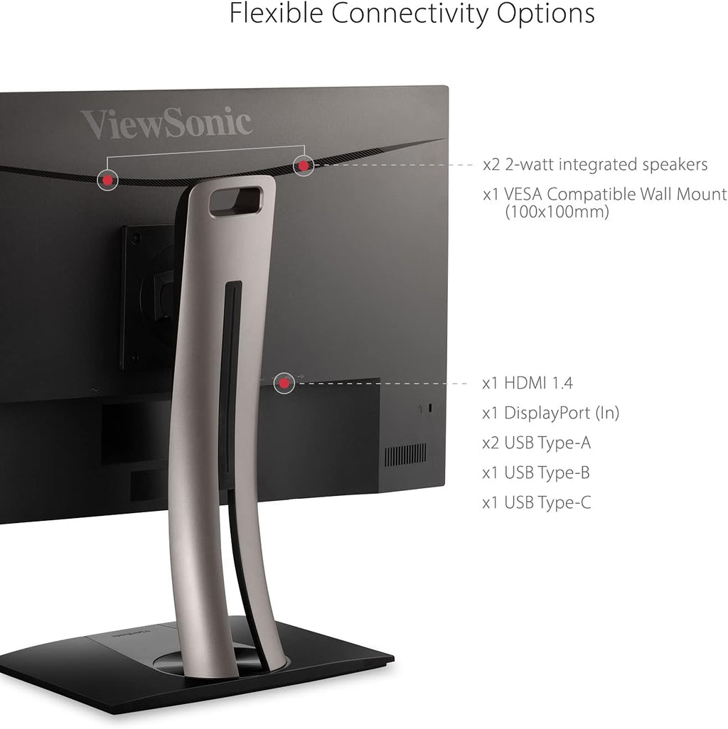 ViewSonic VP2756-2K 27 Inch IPS 1440p Ergonomic Monitor with Ultra-Thin Bezels, Color Accuracy, Pantone Validated, 60W USB C