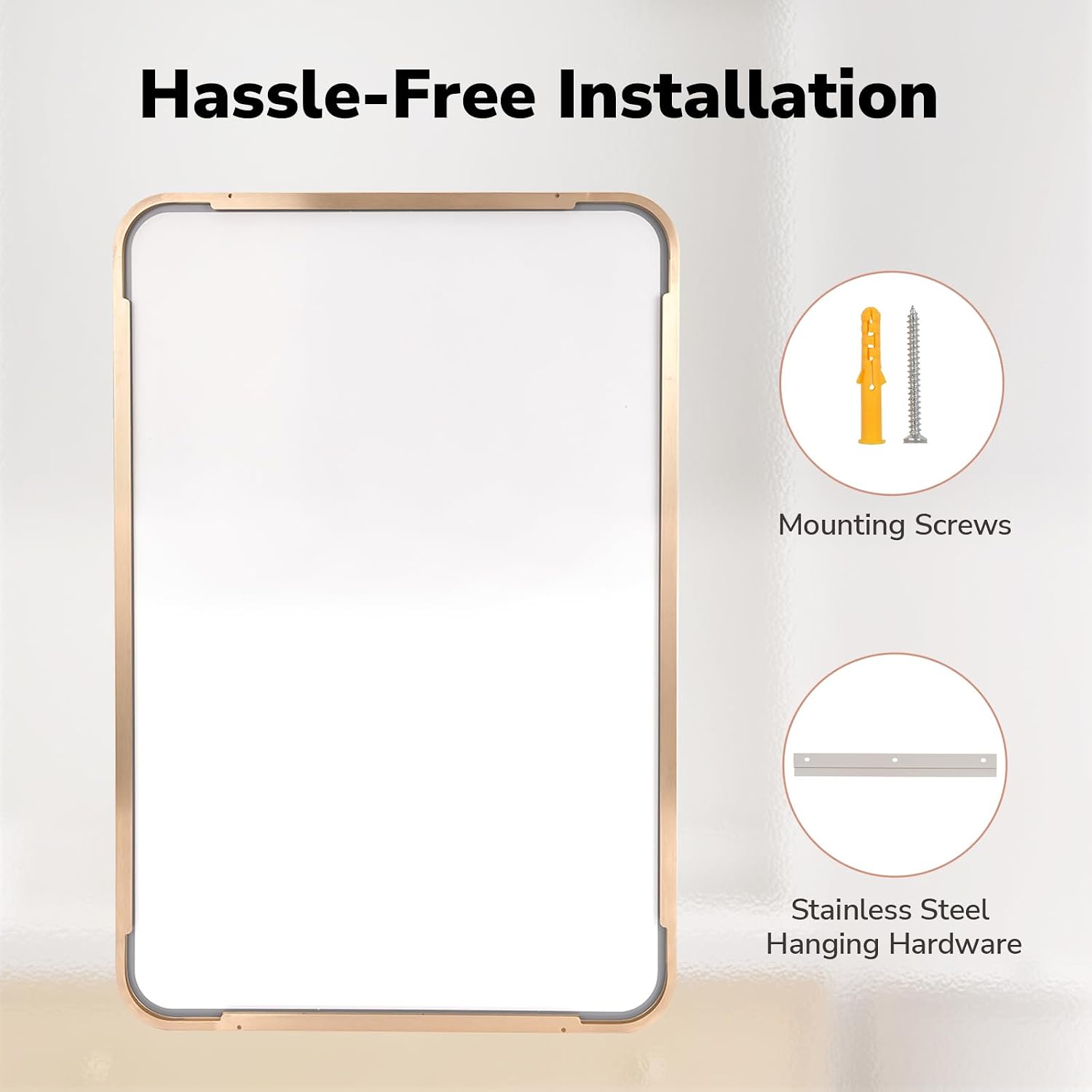USHOWER Gold Bathroom Mirrors 24'x36' 2 Pack, Brushed Champagne Gold Rectangle Mirrors for Over Sink, Aluminum Frame, Anti-Rust, Tempered Glass, Horizontal or Vertical Mounted