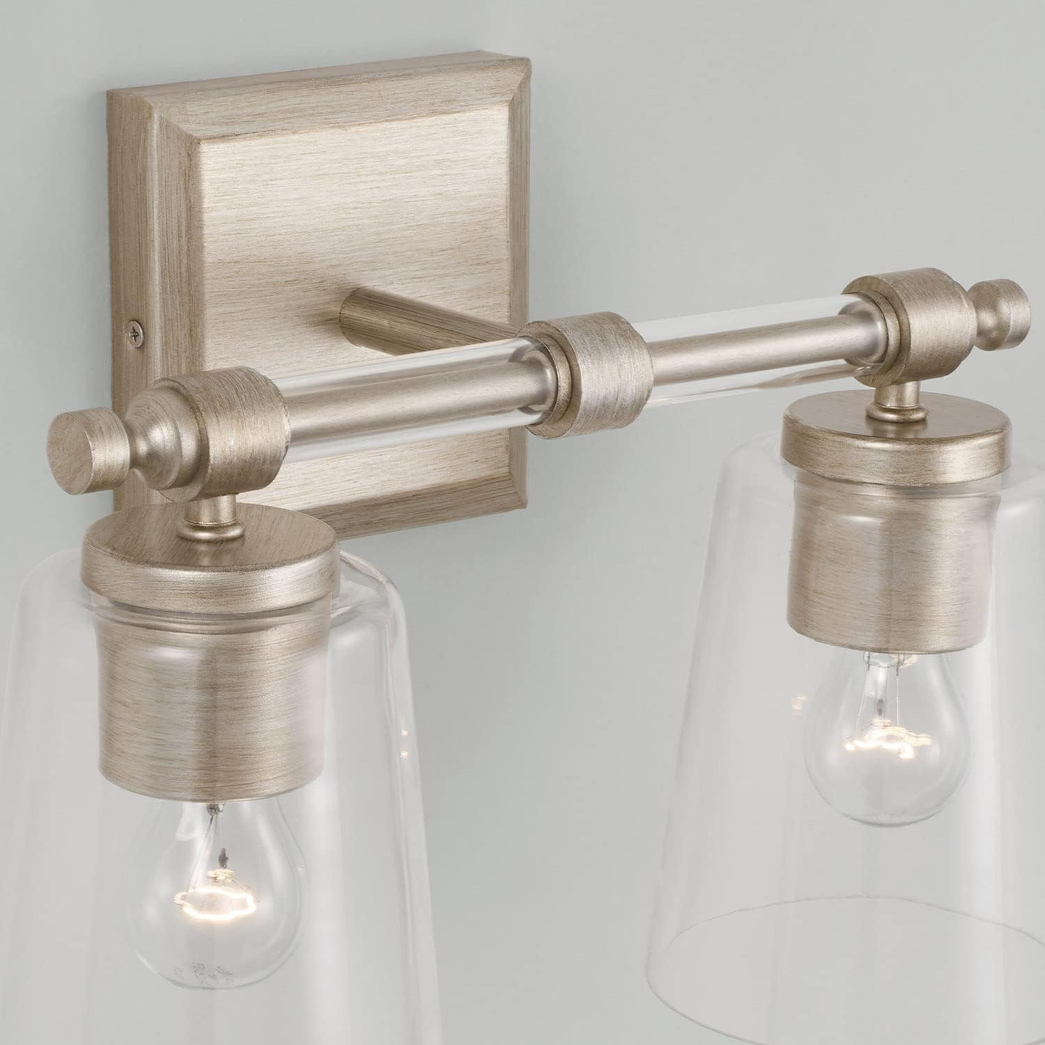 Capital Lighting 144821BS-523 Breigh Modern Clear Glass Cylinder Vanity Lights for Bathroom, 2-Light 200 Total Watts, 10' H x 14' W, Brushed Champagne