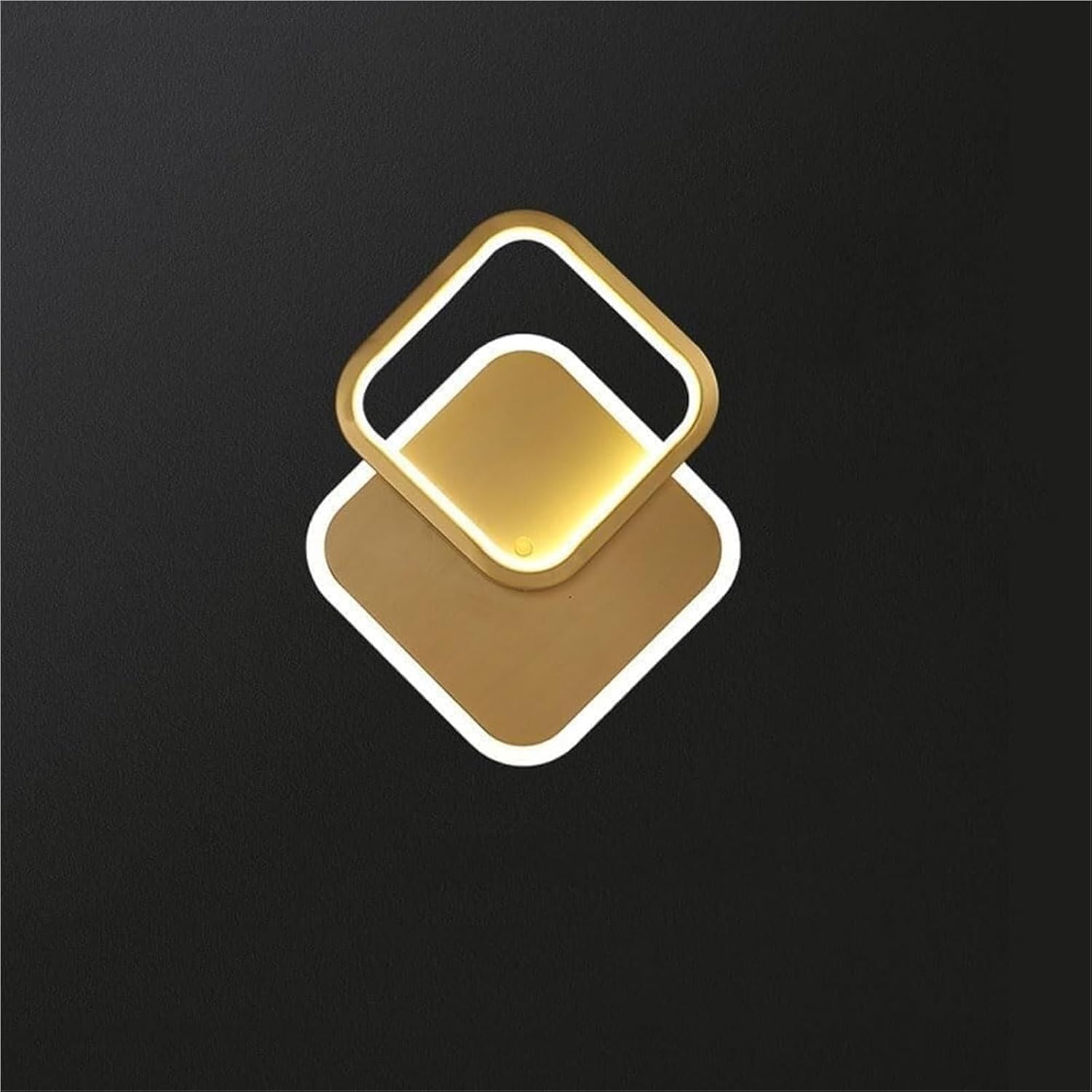 Modern Brass Wall Sconce Dimmable 3 Color Temperature LED Gold Vertical Up Down Wall Light Fixture Luxury Clear Glass Indoor Lighting for Hallway Bathroom Vanity(Square)