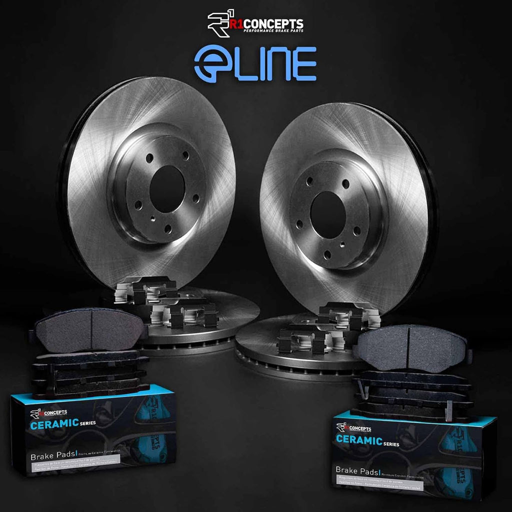 R1 Concepts Front and Rear Brake Kit Fits 2007-2018 BMW X5; 2011-2019 BMW X6| Ceramic Pads, Blank Rotors| Hardware| 13.1' Front & 12.6' Rear