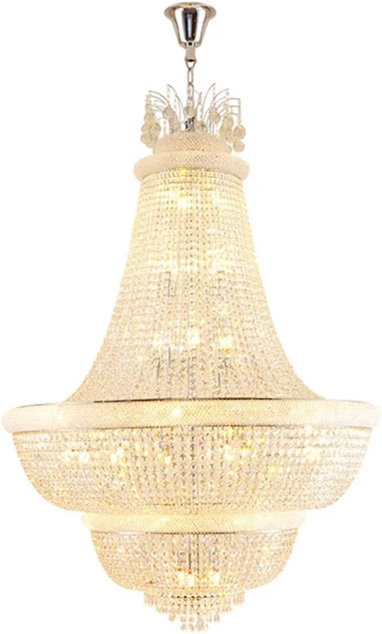 Dimmable LED K9 Crystal Gold Silver Chandelier Lighting Hanging Light Suspension Luminaire Lampen for Living Room Staircase,Dining Light Fixtures
