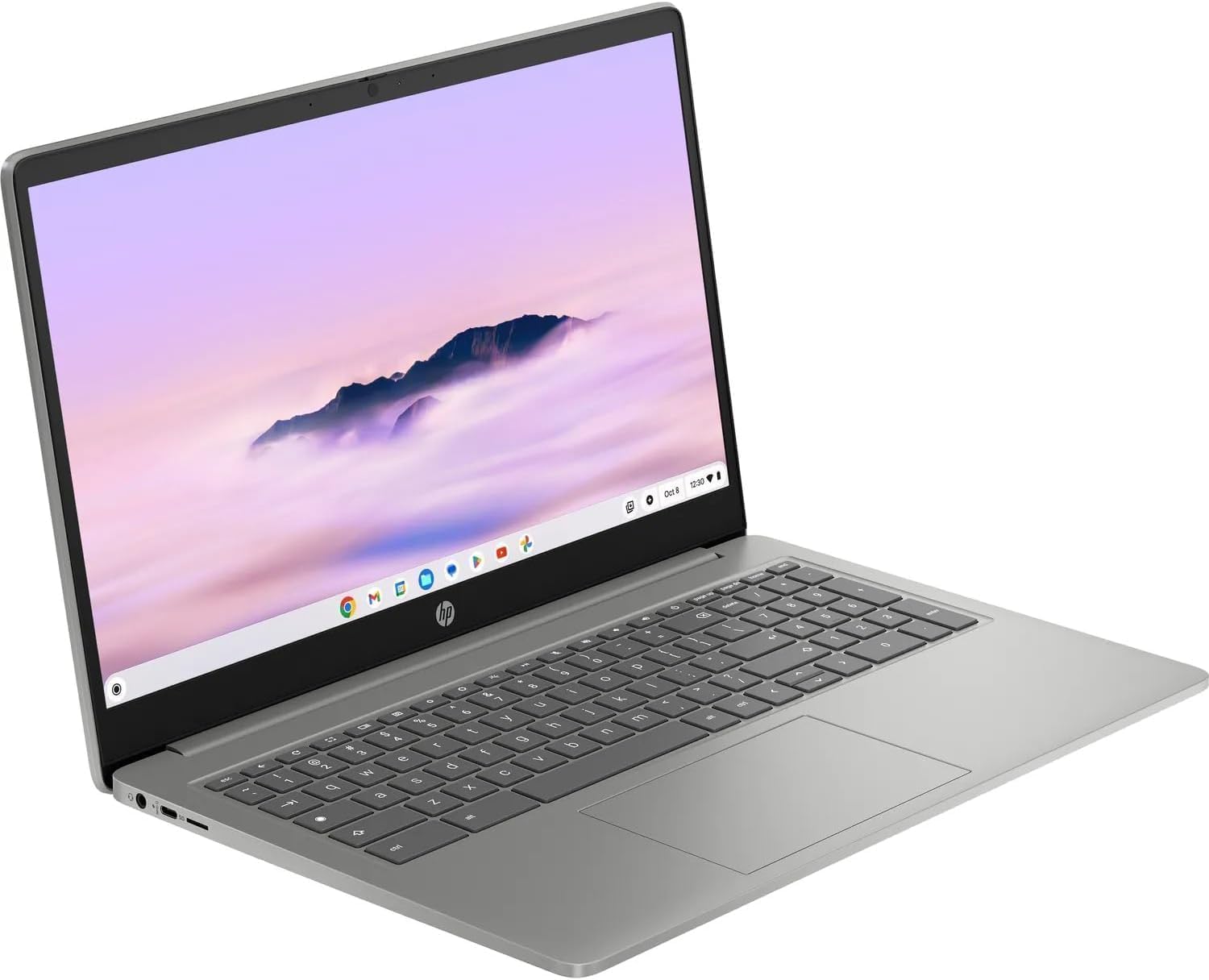 HP Chromebook Plus 15.6 inch FHD Premium AI, Intel Core i3-N305, Intel UHD Graphics, 8GB LPDDR5-4800 MHz, 128GB UFS, Ultra-Fast WiFi 6 Up to 9.6Gbps, SAM, Chrome OS, Dale Silver