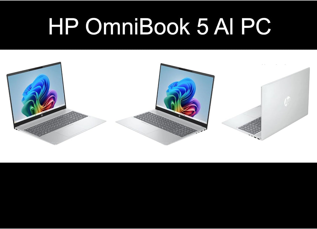 HP OmniBook 5 Next Gen AI Laptop 16.0' Touchscreen 2K IPS Display (Intel Ultra 5-225U, 16GB LPDDR5X, 1TB SSD, Backlit KB, Copilot+, Webcam, Win 11 Home) w/Dockztorm USB Port Expander