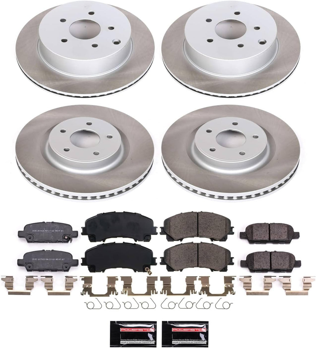 PowerStop Front and Rear Brake Kit for INFINITI Q50 2014-24 | INFINITI Q60 2017-22 - Ceramic Brake Pads + Semi Coated Rotors Replacement, SC8006