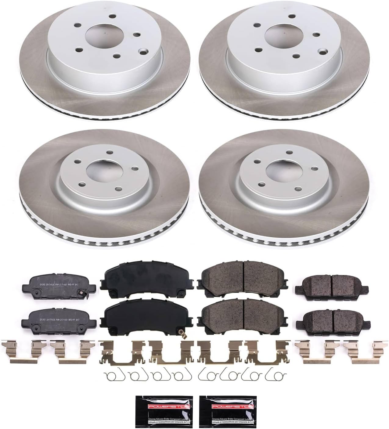 PowerStop Front and Rear Brake Kit for INFINITI Q50 2014-24 | INFINITI Q60 2017-22 - Ceramic Brake Pads + Semi Coated Rotors Replacement, SC8006