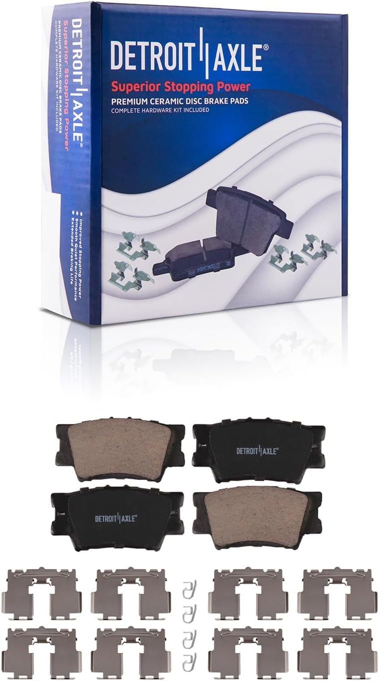 Detroit Axle - Rear Brake Kit for 12-17 Toyota Camry, 13-18 Avalon Lexus ES300h ES350, Disc Brake Rotors Ceramic Brake Pads Brake Calipers 2012 2013 2014 2015 2016 2017 Replacement