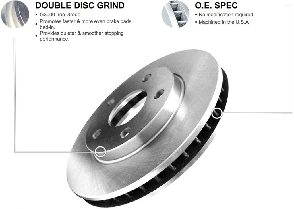 R1 Concepts Front and Rear Brake Kit Fits 2018-2021 Volkswagen Atlas| Ceramic Brake Pads and Blank Brake Rotors| 13.2' Front & 12.2' Rear
