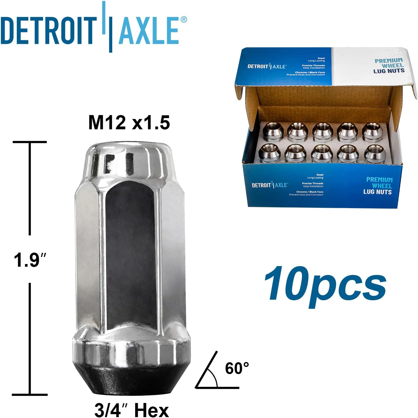 Detroit Axle - Front Brake Kit for Chevrolet Malibu Pontiac G6 Saturn Aura, Disc Brake Rotors Ceramic Brake Pads Wheel Lug Nuts Replacement: 11.65'' inch Front Rotors
