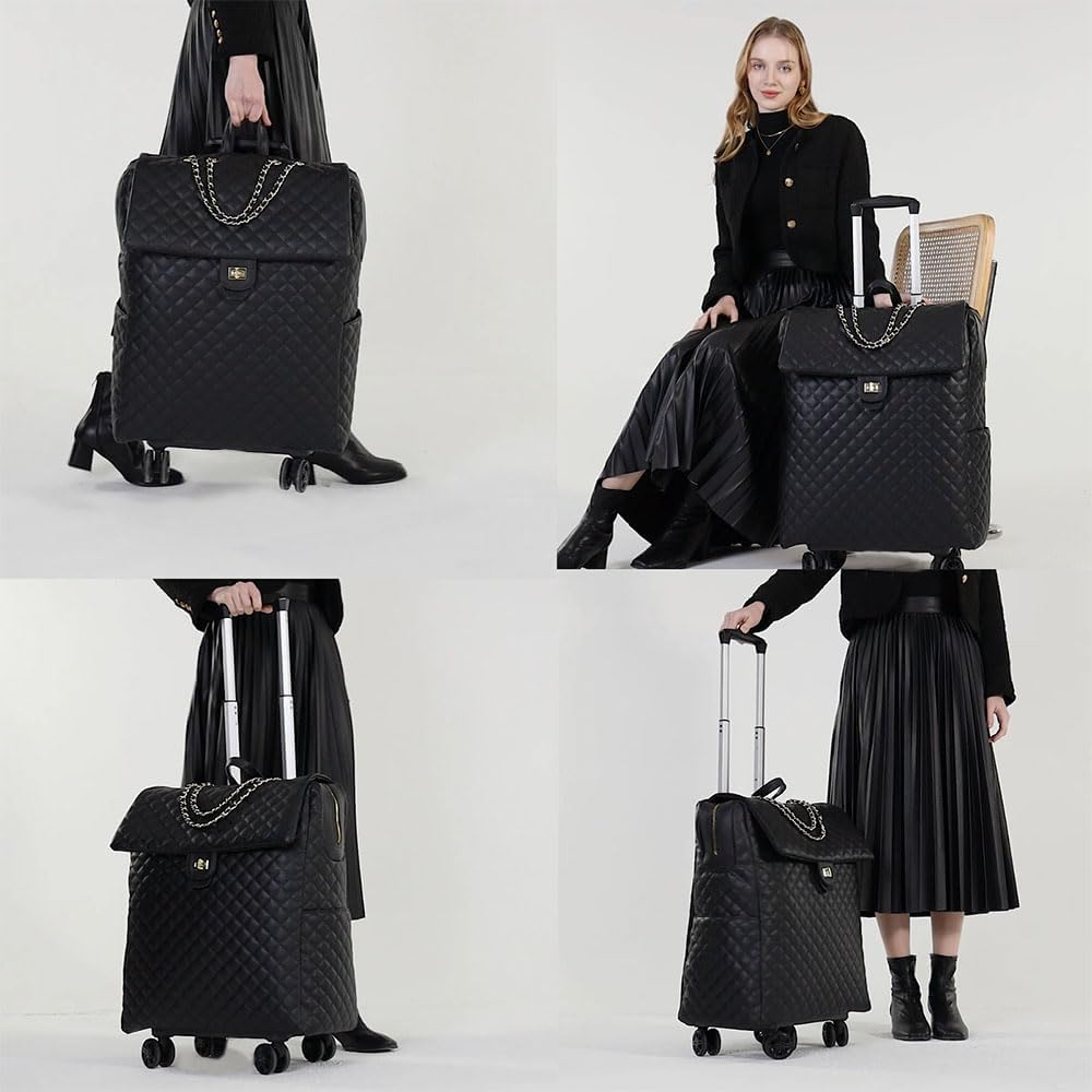 VH&GRED Leather Suitcase Travel luggage Net Red Trolley Suitcase Female Boarding Case Universal Wheel Light Luggage Fashion Travel Luggage (Carry-On 20-Inch-A)