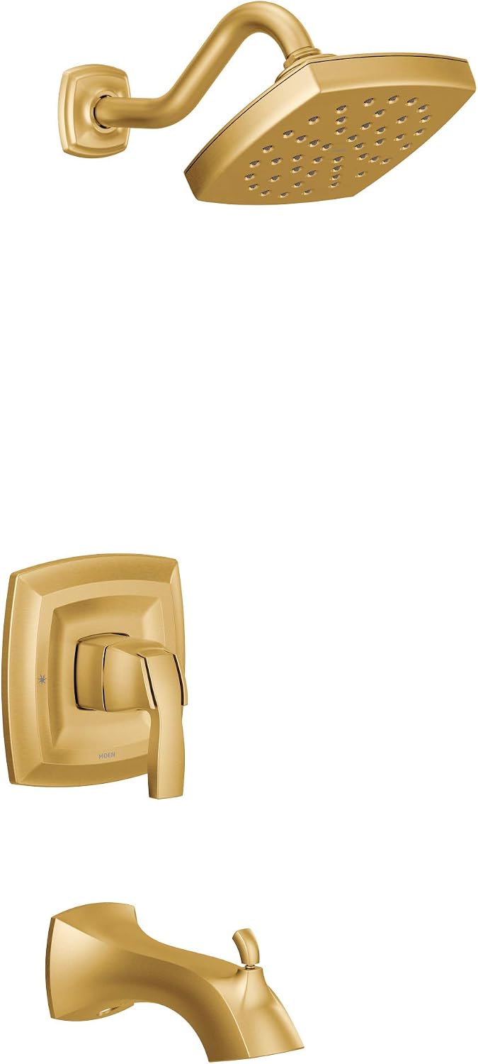 Moen UT3693BG Voss Collection M-CORE 3-Series 1-Handle Tub and Shower Trim Kit, Gold Shower Head and Single Lever Handle and Traditional Bathtub Spout, Shower Systems, Valve Required, Brushed Gold