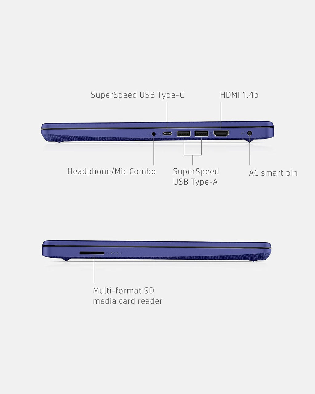 HP 14 Laptop, Intel Celeron N4020, 4 GB RAM, 64 GB Storage, 14-inch HD Touchscreen, Windows 11 Home, Thin & Portable, 4K Graphics, One Year of Microsoft 365 (14-dq0050nr, Indigo Blue)