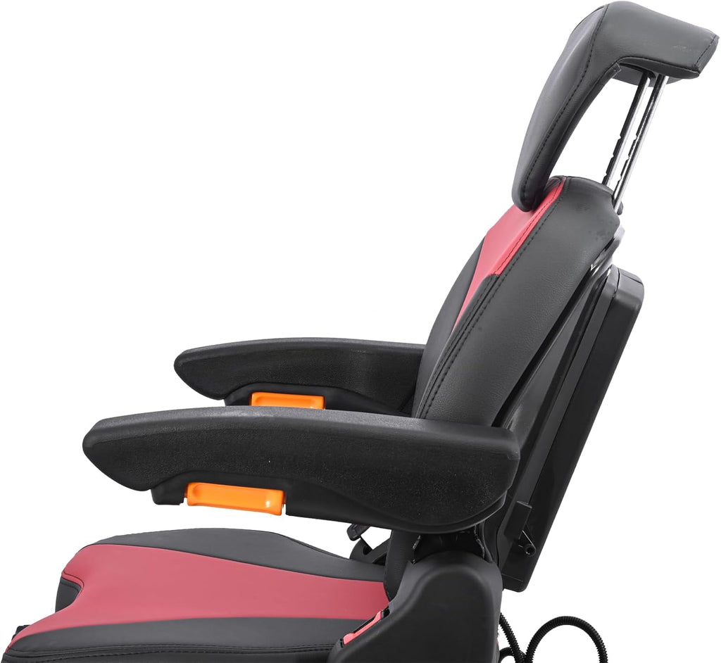 Universal Lawn Mover Seat, Zero Turn Mower Suspension Seat,Highback Low Suspension Forklift Seat with Adjustable Headrest,Adjustable Armrests Shock Absorber Heavy Duty Seat