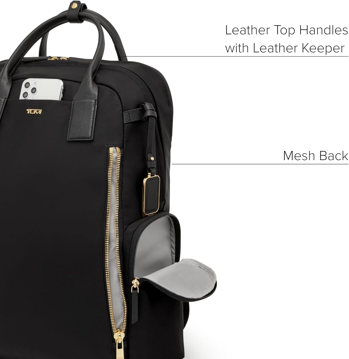 TUMI - Voyageur Atlanta Backpack - Travel Backpack for Women - For Business, Commute - Holds Up to 17' Laptop - Black - Gold Hardware
