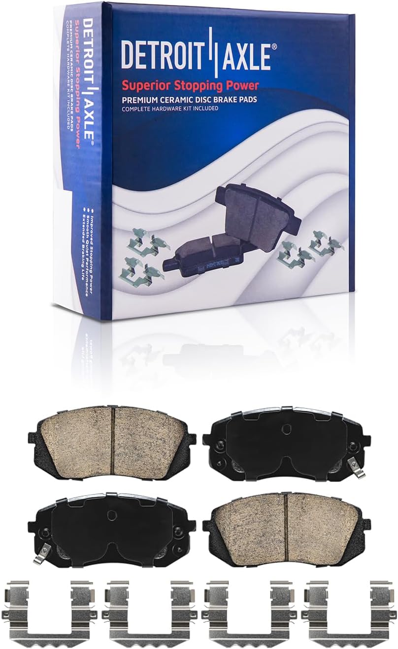Detroit Axle - Front Brake Kit for 2016-2019 Hyundai Sonata 2017-2020 Kia Optima, 2018 Disc Brake Rotors Ceramic Brake Pads Wheel Bearing Hubs Replacement : 12.60'' inch Rotors