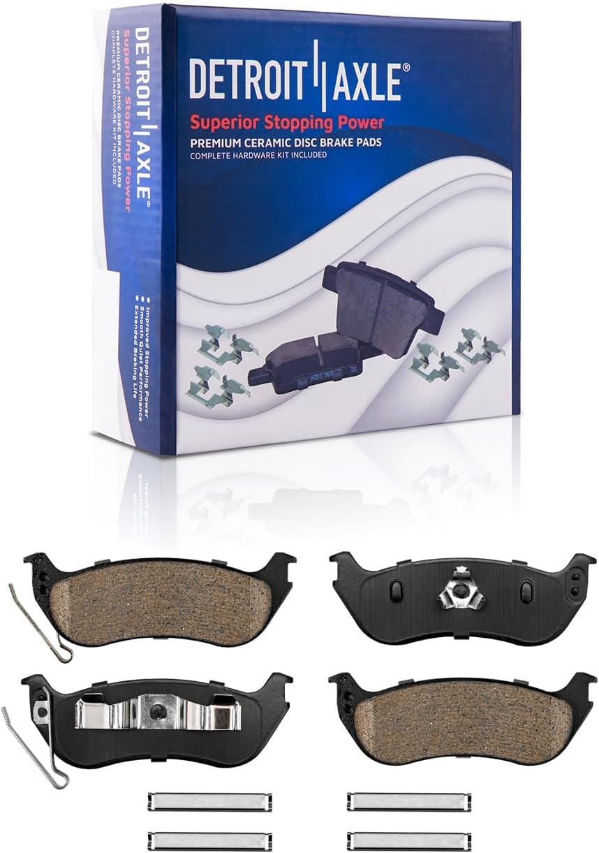 Detroit Axle - Rear Brake Kit for 06-10 Mercury Mountaineer Ford Explorer Sport Trac, Disc Brake Rotors Ceramic Brake Pads Wheel Bearing & Hubs 2006 2007 2008 2009 2010 Replacement